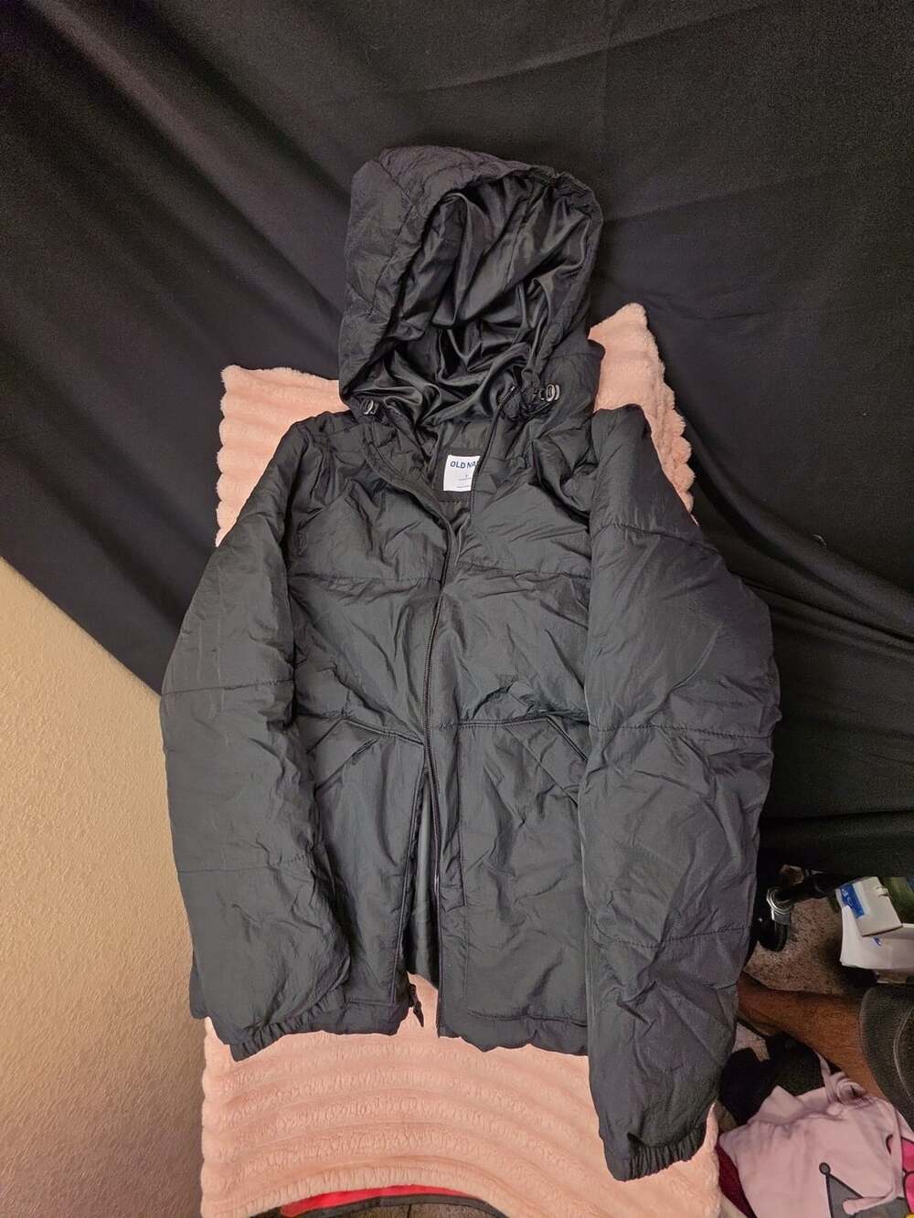 Old Navy Water-Resistant Puffer Jacket Size S Black Hooded